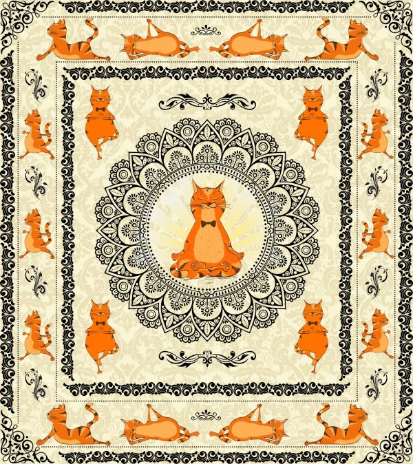 Cat Yoga Quilt Blanket 02