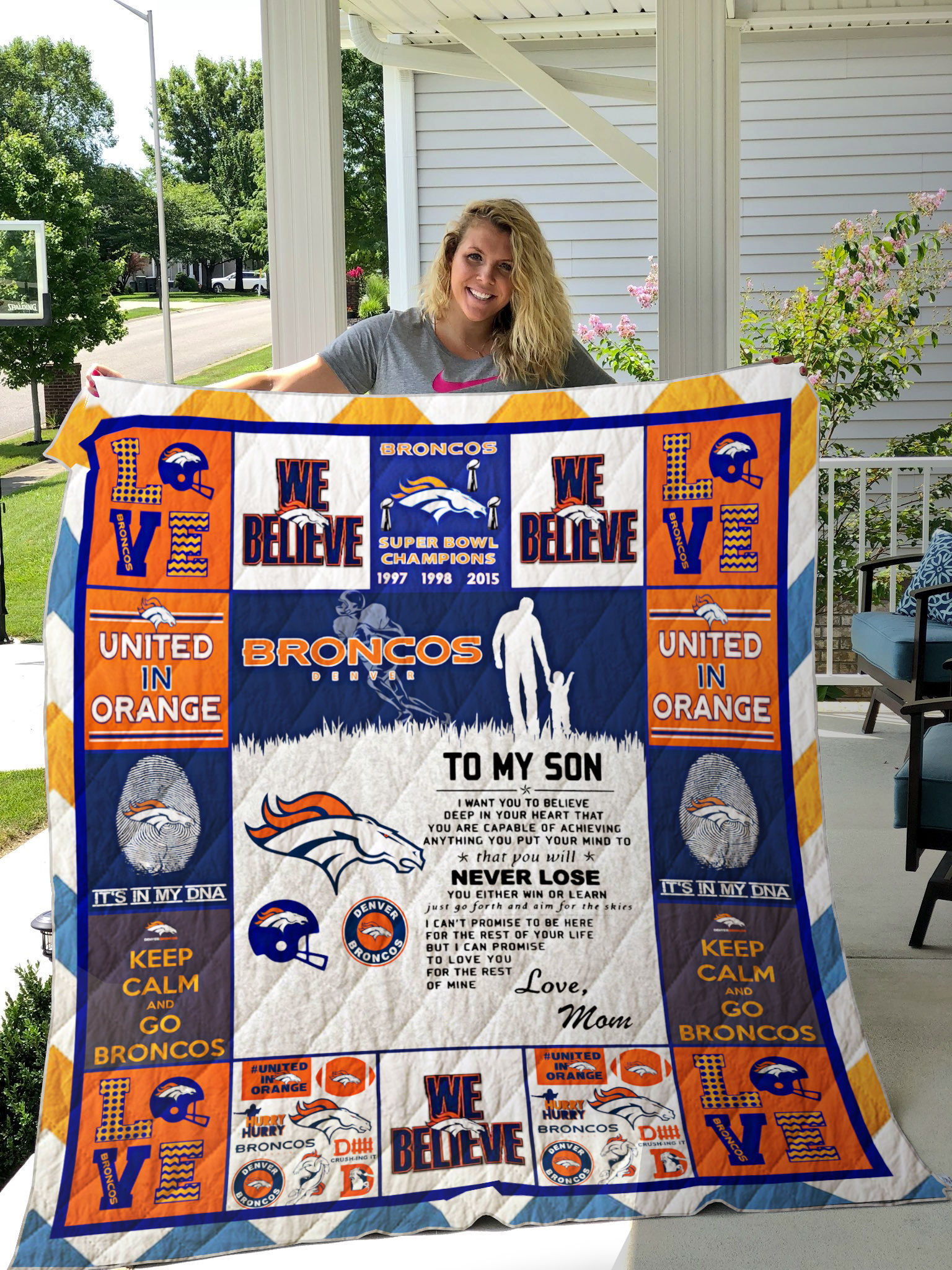 Denver Broncos Quilt Blanket - Love Mon=m - Featured Quilts