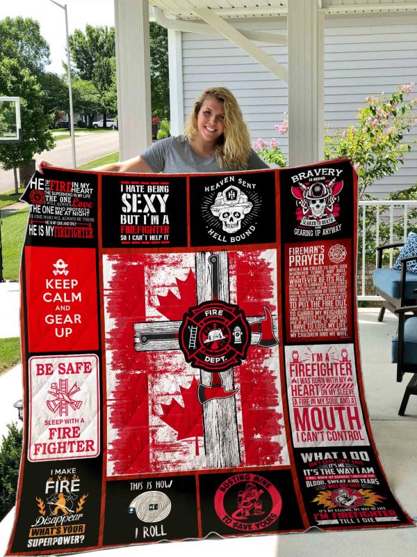 Firefighter Canada Quilt Blanket 02