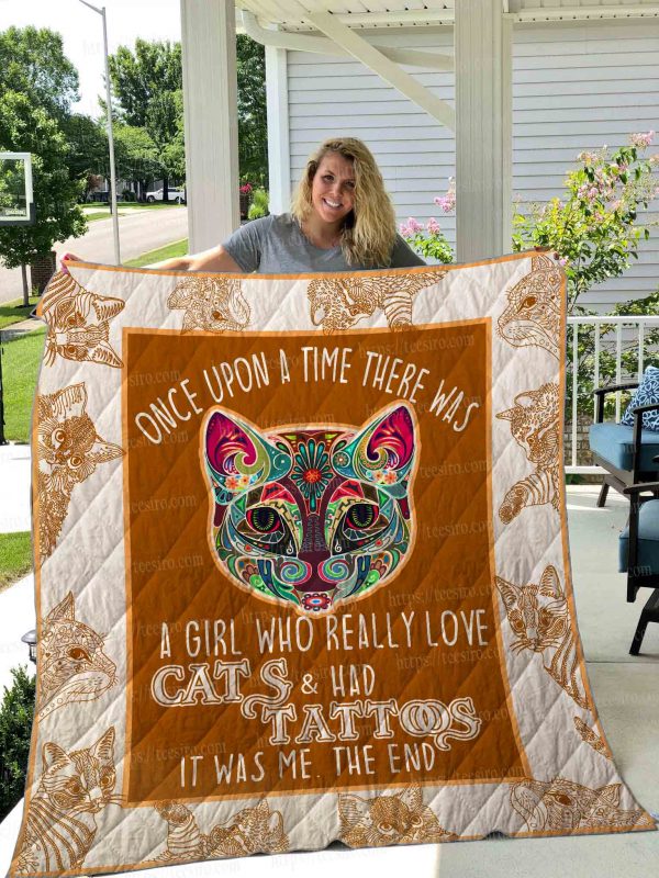 Girl Loves Cat Quilt Blanket 01