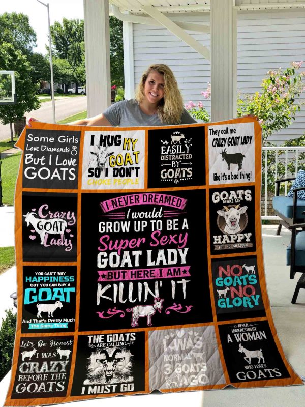 Goat Text Quilt Blanket 02