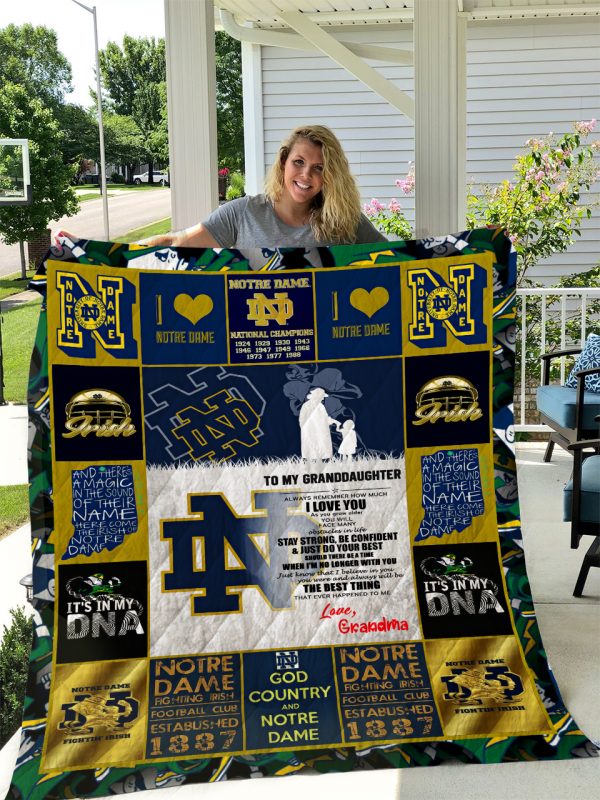 Notre Dame Fighting Irish – To My Granddaughter – Love Grandmom Quilt