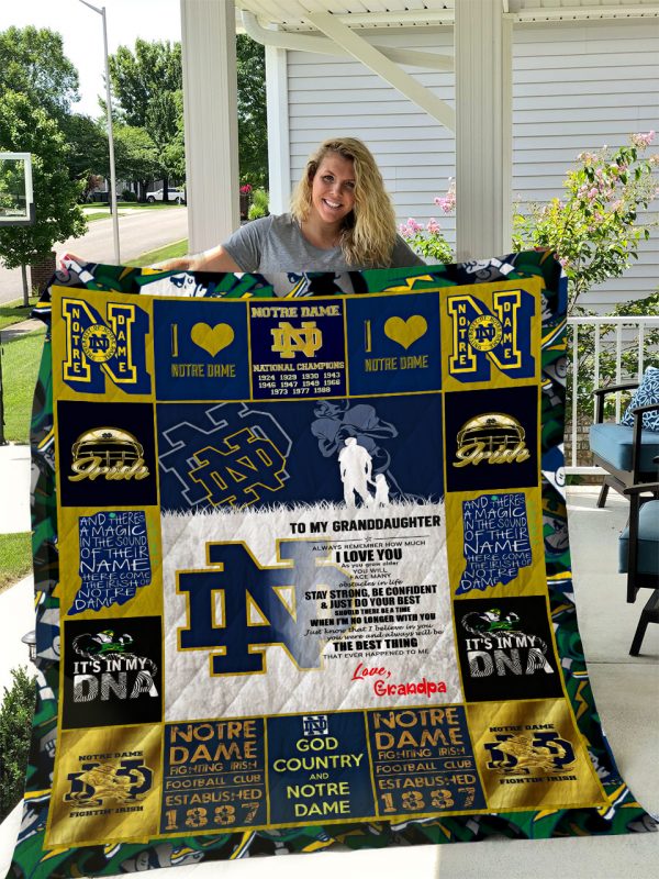 Notre Dame Fighting Irish – To My Granddaughter – Love Grandpa Quilt