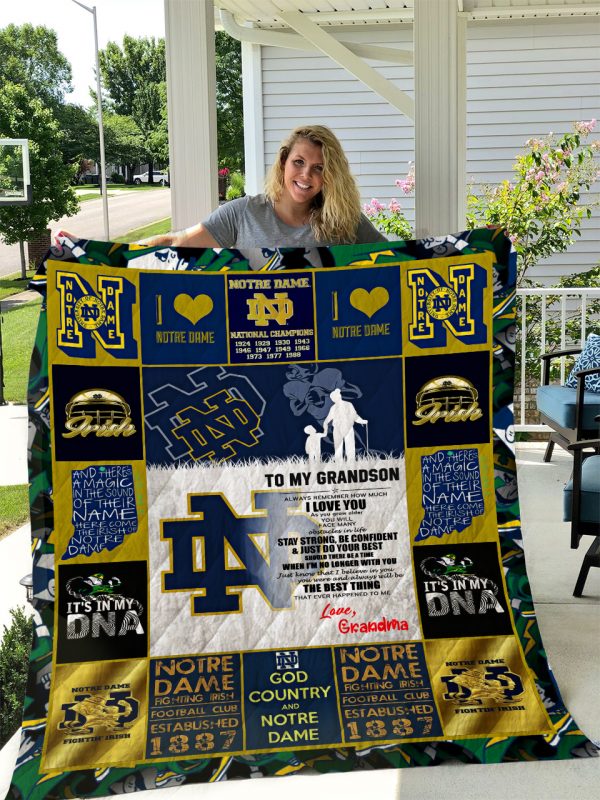 Notre Dame Fighting Irish – To My Grandson – Love Grandmom Quilt