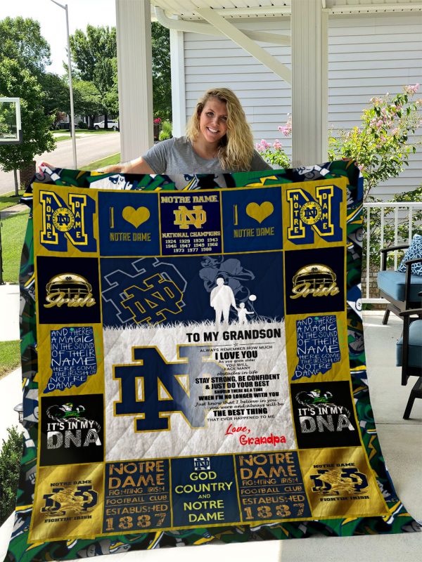 Notre Dame Fighting Irish – To My Grandson – Love Grandpa Quilt