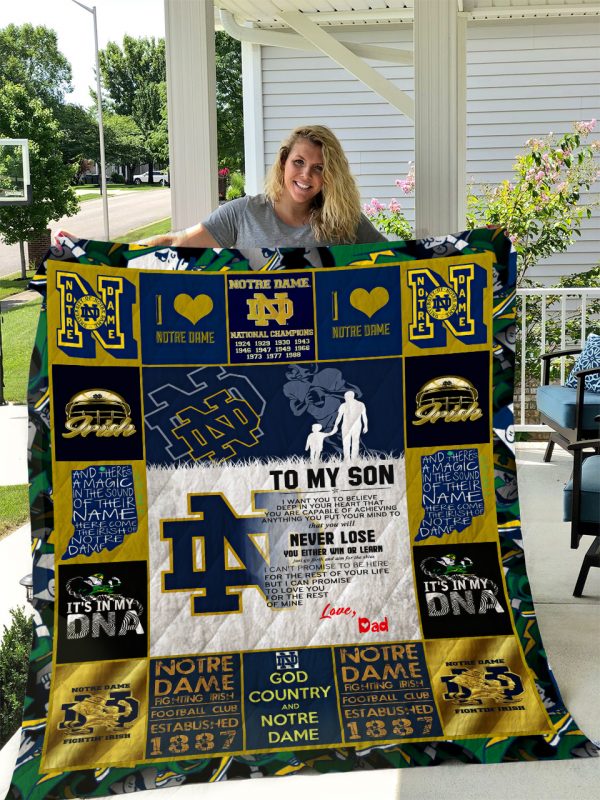 Notre Dame Fighting Irish – To My Son – Love Dad Quilt