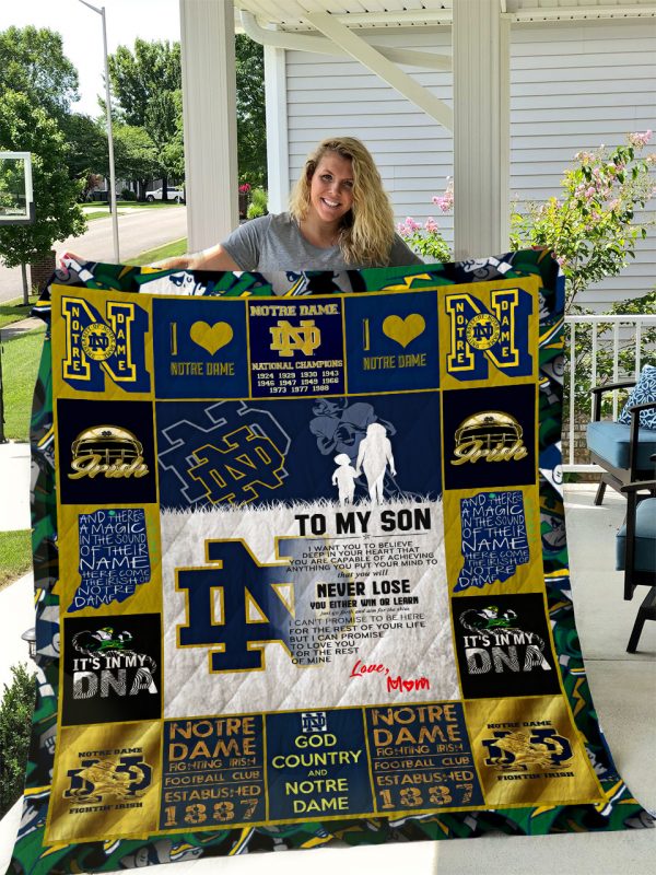 Notre Dame Fighting Irish – To My Son – Love Mom Quilt