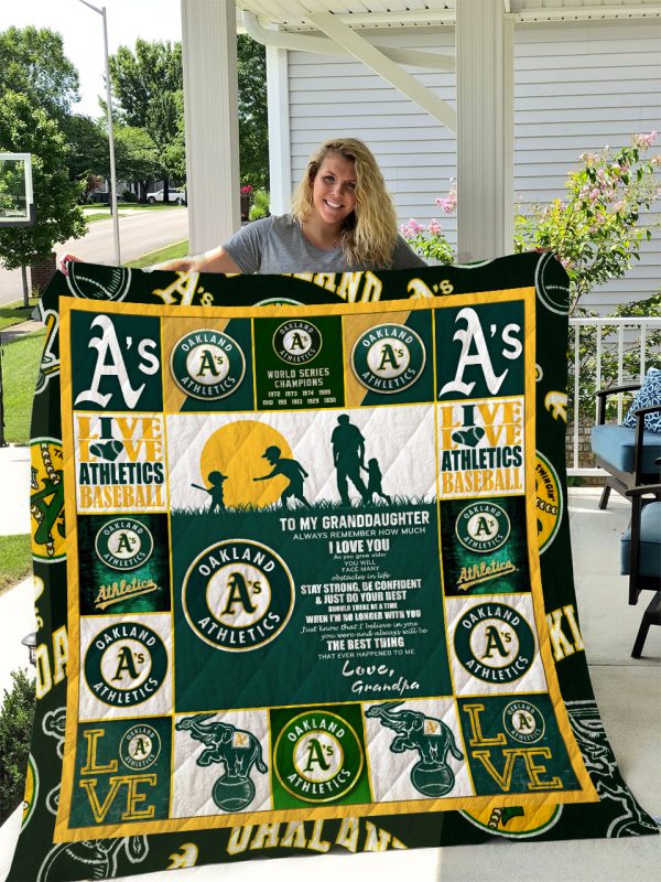 Oakland Athletics – To My Granddaughter – Love Grandpa Quilt