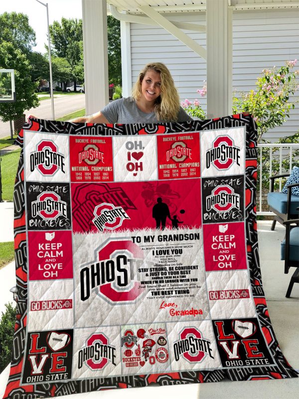 Ohio State Buckeyes – To My Grandson – Love Grandpa Quilt