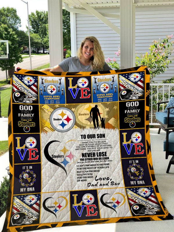 Pittsburgh Steelers – To Our Son – Love Dad And Bev Quilt