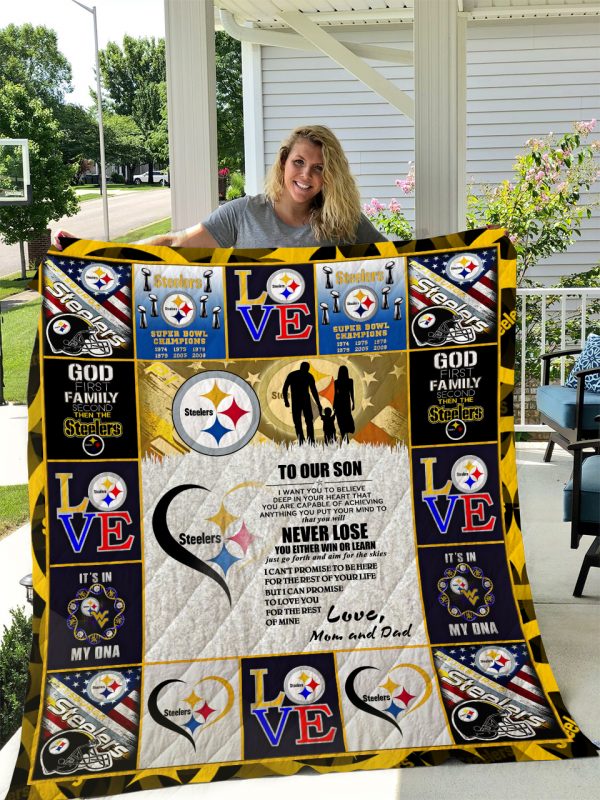 Pittsburgh Steelers – To Our Son Love – Mom And Dad Quilt